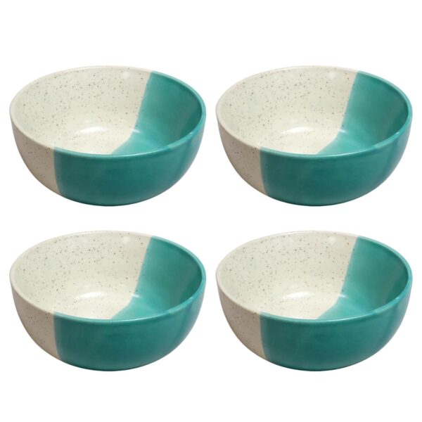 handmade ceramic bowl set of 4 pcs each 350ml| hand painted blue floral design serving snacks, noodles/maggie, soup/cereal side bowls katori| microwave & dishwasher safe crockery return gift items