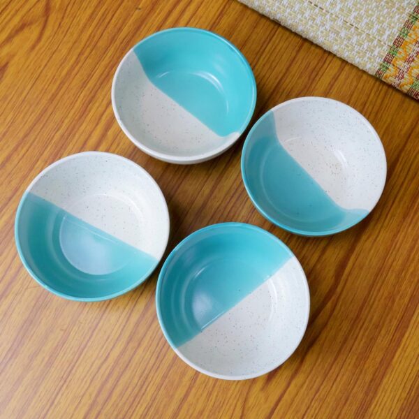 handmade ceramic bowl set of 4 pcs each 350ml| hand painted blue floral design serving snacks, noodles/maggie, soup/cereal side bowls katori| microwave & dishwasher safe crockery return gift items