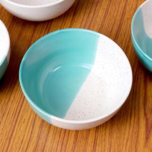 handmade ceramic bowl set of 4 pcs each 350ml| hand painted blue floral design serving snacks, noodles/maggie, soup/cereal side bowls katori| microwave & dishwasher safe crockery return gift items